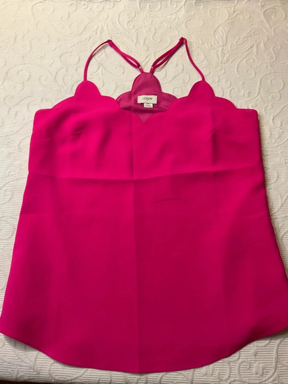 J. Crew Scalloped Halter Top in Fuchsia Pink. Size 0. Summer Vacation NWOT